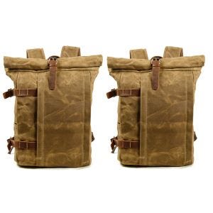 2x Motorrad Rucksack Canvas Craftride VR2 Vintage Motorradtasche 20Ltr Retro braun Spar-Set
