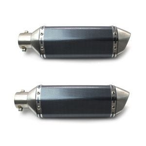 2x Echappement Silencieux Force Pot Moto Look Carbone-Inox Discount Set