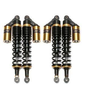 2x Motorrad Stossdämpfer hinten 400mm Federbein Paar Universal Zaddox RS2 schwarz-gold Spar-Set