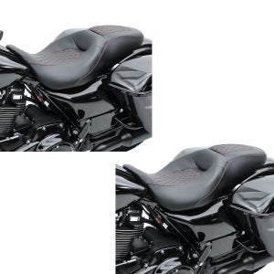 2x Selle compatible avec Harley Davidson Touring 09-24 Siège Craftride RH5 noir Set Discount