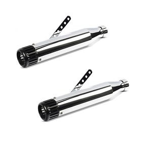 2x Craftride Pot d'échappement Straight Moto Silencieux Slip-On Caferacer chrome Discount Set
