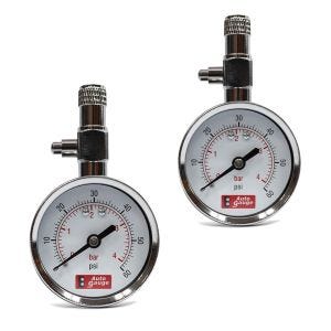 2x Reifendruckprüfer analog Tourtecs RM2 Luftdruckprüfer 0-4 bar Reifendruckmesser Spar-Set