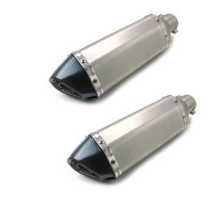2x Motorrad Auspuff Schalldämpfer Force Edelstahl-Carbon Look Look Spar-Set