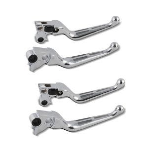 2x Set de Levier Frein Embrayage Stripe compatible avec Harley Davidson Dyna Sportster Softail Touring 96- chrome Craftride Set Discount
