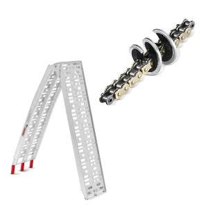 Set: rampe de chargement en Alu max. 340 kg pliable pour scooter quad ATV + Brosse nettoyage chaîne moto 360 limace