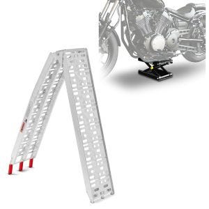 Set: Auffahrrampe bis 340 kg Alu-I klappbar + Hebebühne M für Harley und Chopper bis 500 kg schwarz_1