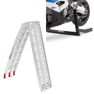 Set: rampe de chargement en Alu max. 340 kg pliable pour scooter quad ATV + Moto Béquille d'Atelier Centrale Center Pro en noir mat
