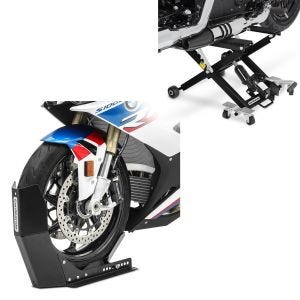 Set: Hebebühne Mid-Lift XL heber bis 500kg in schwarz + Transportständer Easy-Fix Wippe bis 21 Zoll schwarz_1