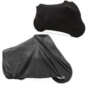 Set: abdeckung Indoor M-L Stretch Garage in schwarz + Abdeckplane XXL Faltgarage schwarz_1