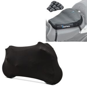 Set: abdeckung Indoor M-L Stretch Garage in schwarz + Luftkissen Tourtecs Air Deluxe M Komfort Sitzkissen in schwarz_1