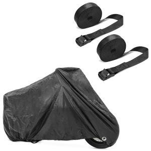 Set: Abdeckplane XXL Abdeckhaube in schwarz + Spanngurt Set Zurrgurte 150cm 2 Stück in schwarz