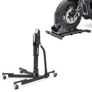 Set: Wippe Easy Vario Vorderradklemme einstellbar schwarz + Zentralständer ohne Adapterplatte schwarz heber Power-Evo_1