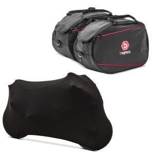 Set: Koffer Innentaschen für Yamaha Seitenkoffer 2x20L Paar + abdeckung Indoor M-L Stretch Garage in schwarz_1