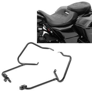 Set: Motorrad Sitzbank Craftride RH3 passend für Harley Davidson Touring 09-24 Komfortsitzbank in schwarz + Kofferträger passend für Harley Davidson Touring 14-24 mit Schutzbügel schwarz Craftride