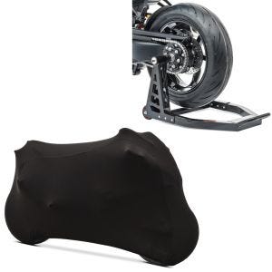 Set: Montageständer SC1 Einarm ständer Hinterrad schwarz + abdeckung Indoor M-L Stretch Garage in schwarz_1
