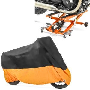 Set: Hebebühne Mid-Lift XL heber bis 500kg in orange + Abdeckplane XXXL Faltgarage schwarz-orange_1