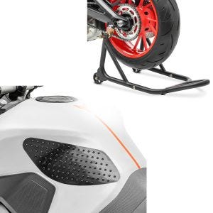 Set: Basis Hinterrad Montageständer schwarz matt + Tankpad seitlich Grip Pad M Seiten Tankpad_1