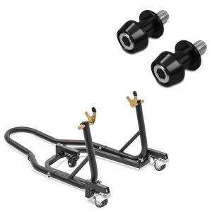 Set: Béquille de Range Arrière ConStands Mover II Racing noir mat + Diabolos Motea Assen M10 x 1.5 noir