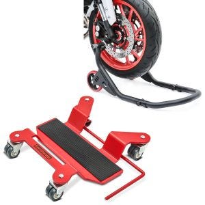 Set: Vorderrad Montageständer Falcone-2 von ständer mit L-Aufnahme + Rangierhilfe für Hauptständer Easy Mover I bis 300kg in rot_1