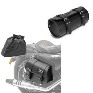Set: Satteltasche rechts Montana 8Ltr Seitentasche für Chopper schwarz + Werkzeugrolle Kansas 3Ltr Custom Werkzeugtasche in schwarz_1