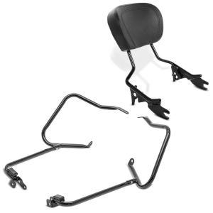 Set: Kofferträger für Harley Touring 14-20 mit Schutzbügel + Sissybar für Harley Davidson Touring Modelle 09-20 in schwarz_1