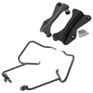 Set: Kofferträger für Harley Touring 14-20 mit Schutzbügel + 4-Punkt-Montagekit für Harley Touring 14-20 schwarz_1
