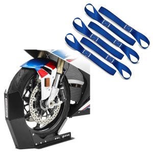 Set: Bloque Roue Easy-Fix Béquille Avant à 21 Pouces noir + Sangle loops set, 6er Big Pack Blue