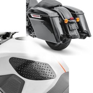 Set: Seitenkoffer Stretched passend für Harley Davidson Touring Modelle 14-24 Craftride + Motorrad Tankpad seitlich Zaddox Grip Pad M Seiten Tankpad Kniepad in schwarz