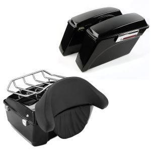 Set: Topcase Harley Davidson 97-13 Large mit Rack schwarz + Seitenkoffer Set Harley Touring 94-13_1
