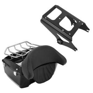 Set: Topcase Harley Davidson 97-13 Large mit Rack schwarz + Gepäckträger TP für Harley Touring 09-13 schwarz_1