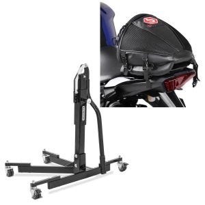Set: Zentralständer ohne Adapterplatte schwarz heber Power-Evo + Hecktasche Race für Soziussitz in schwarz_1