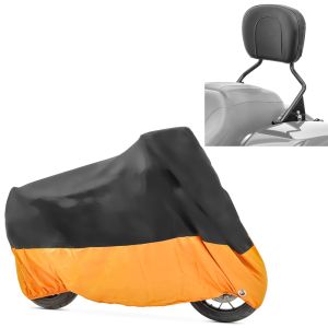 Set: Sissybar für Harley Davidson Touring Modelle 09-20 in schwarz + Abdeckplane XXXL Faltgarage schwarz-orange_1