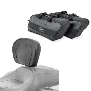 Set: Fahrer Rückenlehne für Harley Davidson Touring Modelle 1997-2020 + Seitenkoffer Innentasche für Harley-Davidson Touring 94-20_1