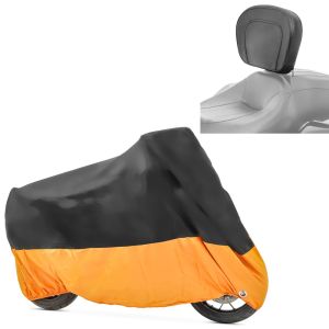 Set: Fahrer Rückenlehne für Harley Davidson Touring Modelle 1997-2020 + Abdeckplane XXXL Faltgarage schwarz-orange_1
