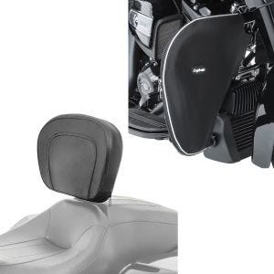 Set: Fahrer Rückenlehne passend für Harley Davidson Touring Modelle 97-24 Craftride + Sturzbügel Spritzschutz passend für Harley Davidson Touring 80-24 Beinwärmer Craftride