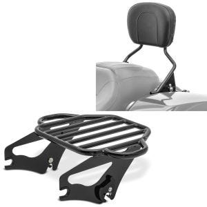 Set: Porte-bagages compatible avec Harley Davidson Touring 09-24 Craftride KI détachable en noir + Sissybar compatible avec Harley Davidson Touring modéles 09-24 Craftride en noir