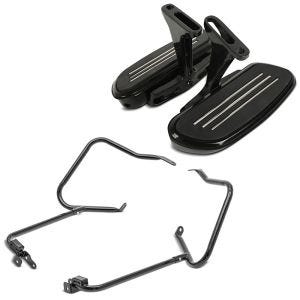 Set: Sozius Trittbretter passend für Harley Davidson Touring 93-24 Craftride CF2 mit Halter schwarz + Kofferträger passend für Harley Davidson Touring 14-24 mit Schutzbügel schwarz Craftride