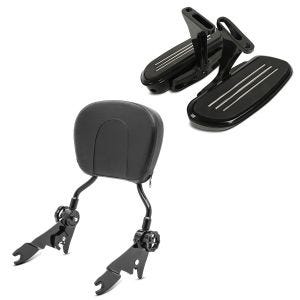 Set: Sozius Trittbretter Harley Touring 93-20 CF2 mit Halter + Sissy Bar für Harley Touring 09-21_1