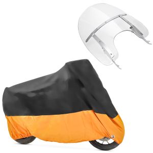 Set: Windschild Harley Davidson Softail 00-17 abnehmbar + Abdeckplane XXXL Faltgarage schwarz-orange_1