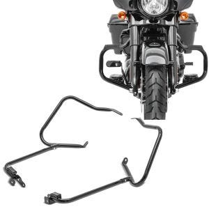 Set: Pare carter compatible avec Harley Davidson Touring 09-24 Craftride Mustache noir + Support de sacoche rigide compatible avec Harley Davidson Touring 14-24 protection arrière noir Craftride