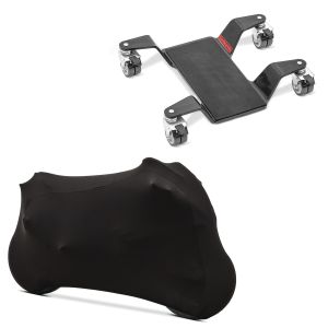 Set: Rangierhilfe für Hauptständer Easy Mover III bis 400kg in schwarz + abdeckung Indoor M-L Stretch Garage in schwarz_1