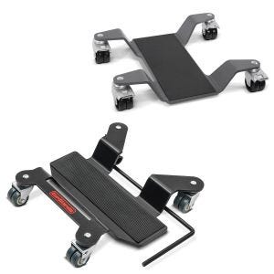 Set: Chariot Range pour béquille centrale Mover II, max. 400 kg, gris + Chariot de déplacement pour béquille centrale noir