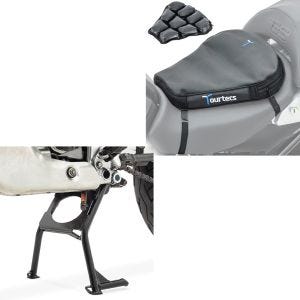Set: Hauptständer Honda Africa Twin XRV 750 93-03 Mittelständer in schwarz + Luftkissen Air Deluxe M Komfort Sitzkissen in schwarz_1