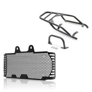 Set: Gepäckträger passend für BMW R NineT Urban G/S 17-23 Gepäckbrücke GT1 + Kühlerabdeckung passend für BMW R NineT Urban G/S 17-23 KG1 Kühlergrill