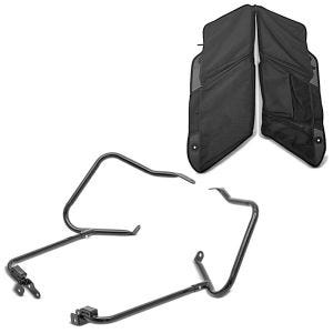Set: Kofferträger passend für Harley Davidson Touring 14-24 mit Schutzbügel schwarz Craftride + Seitenkoffer Organizer WL passend für Harley Davidson 14-24 Satteltaschen Innenwand Craftride schwarz