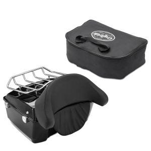 Set: Topcase Harley Touring 97-13 Large mit Gepäckgrill schwarz + Innentasche für Harley Road King 94-21 King Tour Pak Topcase_1