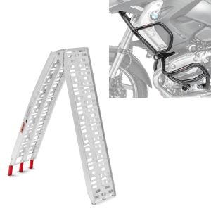 Set: Sturzbügel Set L2 passend für BMW R 1200 GS 08-12 oben und unten Schutzbügel + Auffahrrampe bis 340 kg Alu-I klappbar
