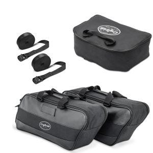 Set: Innentaschen Set für Koffer und King Tour Pak Topcase Harley 93-21 + Spanngurt Set Zurrgurte 150cm 2 Stück in schwarz_1