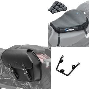 Set: Satteltasche mit Halter für Honda Rebel 500 17-20 Fargo 13l links + Luftkissen Air Deluxe M Komfort Sitzkissen in schwarz_1