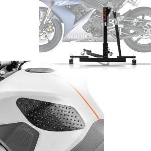 Set: Zentralständer Yamaha YZF-R1 04-06 Motorradheber Power-Evo + Tankpad seitlich Grip Pad M Seiten Tankpad Kniepad in schwarz_1